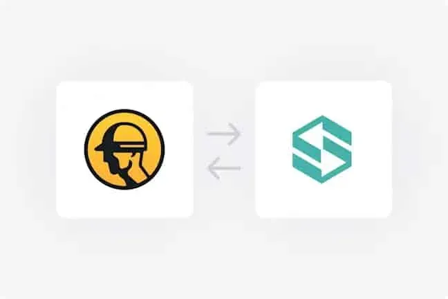 Fieldwire and Crewscope app icons connected by two-way arrows showing platform integration