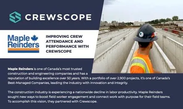 Maple Reinders Crewscope case study header — improving crew attendance and performance
