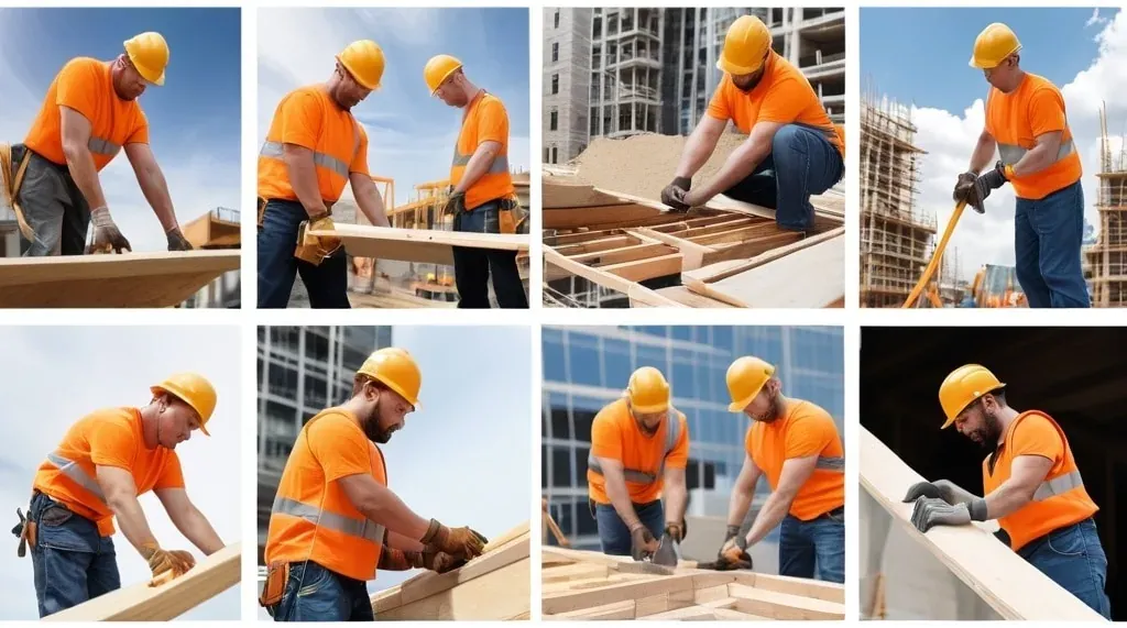 Construction workers in safety gear collaborating on jobsite tasks - team goals build high-performing crews