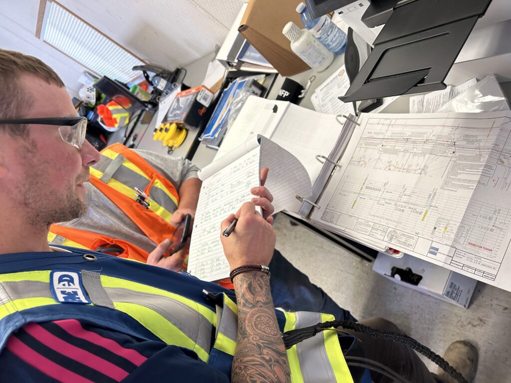 Site leader planning work for the week.